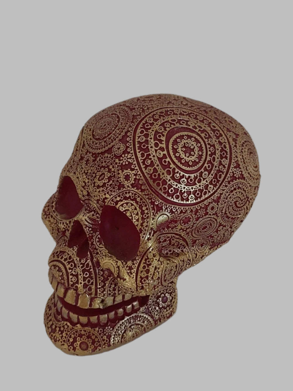 Red & Gold Resin Skull