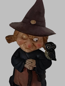 Witch With Owl Bobble Head Figurine