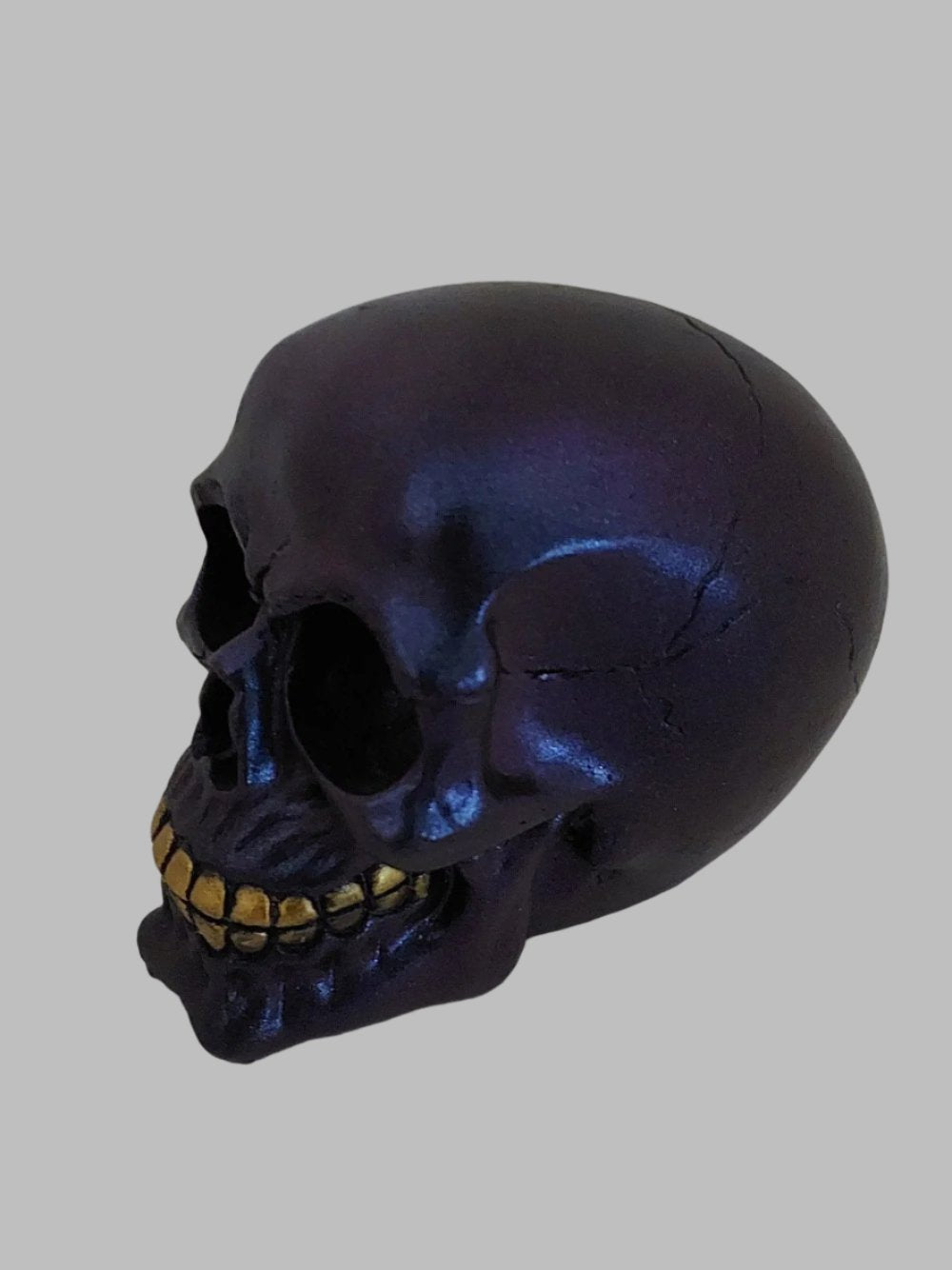 Iridescent Purple Skull With Gold Teeth