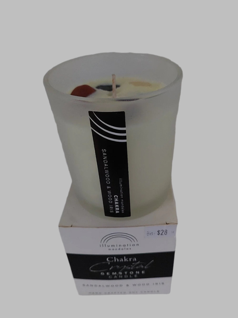 Sandalwood & Wood Iris Soy Chakra Gemstone Candle