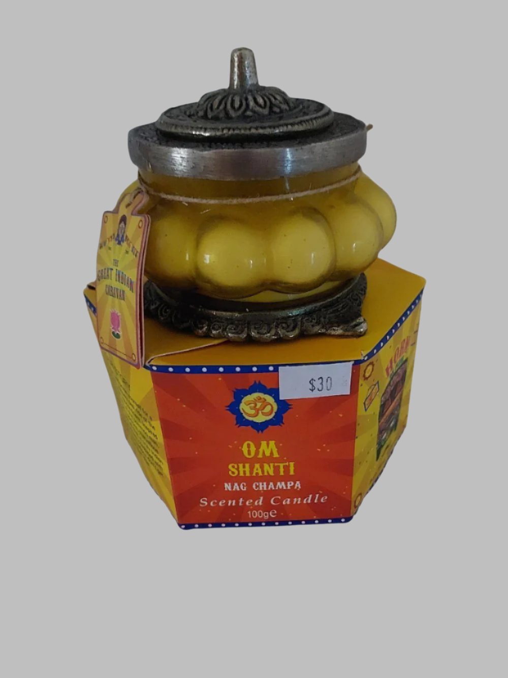 Om Shanti Nag Champa Scented Candle