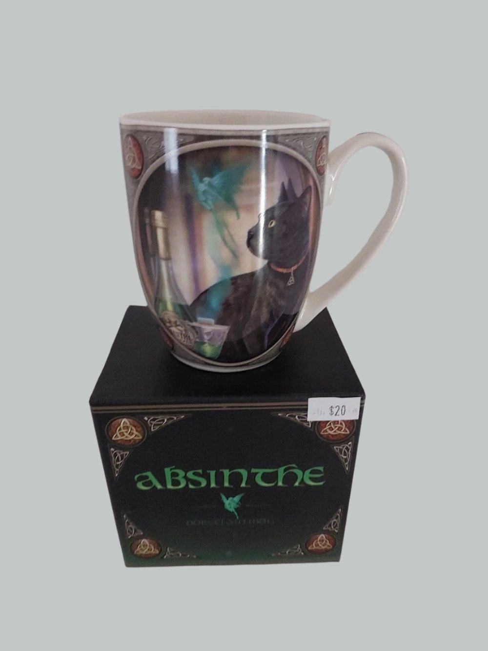 Celtic Cat Absinthe Porcelain Mug