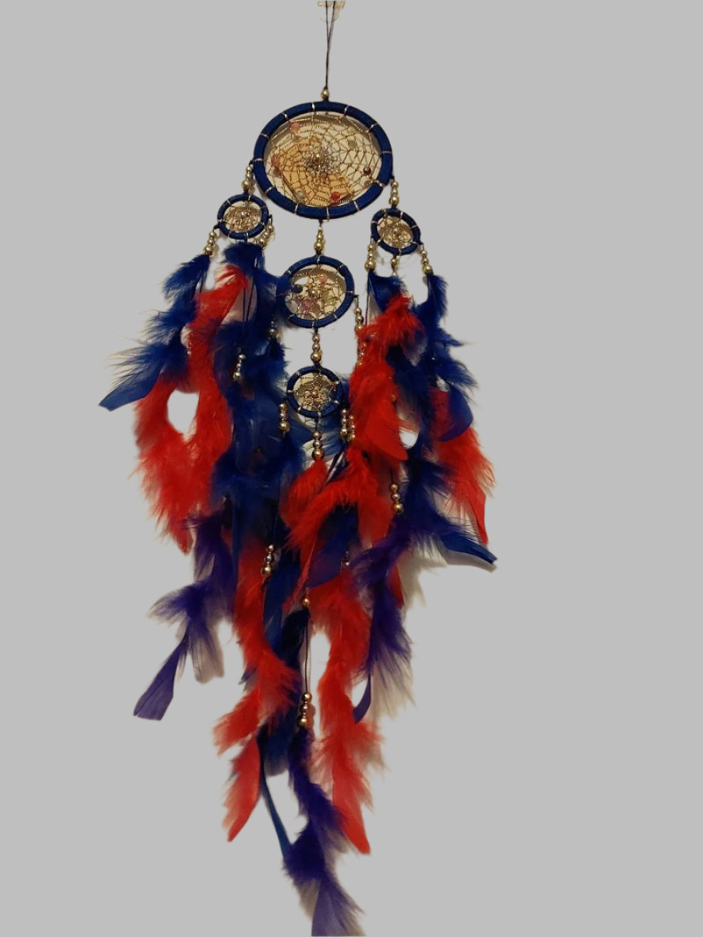 Red & Cobalt Blue Beads Dreamcatcher