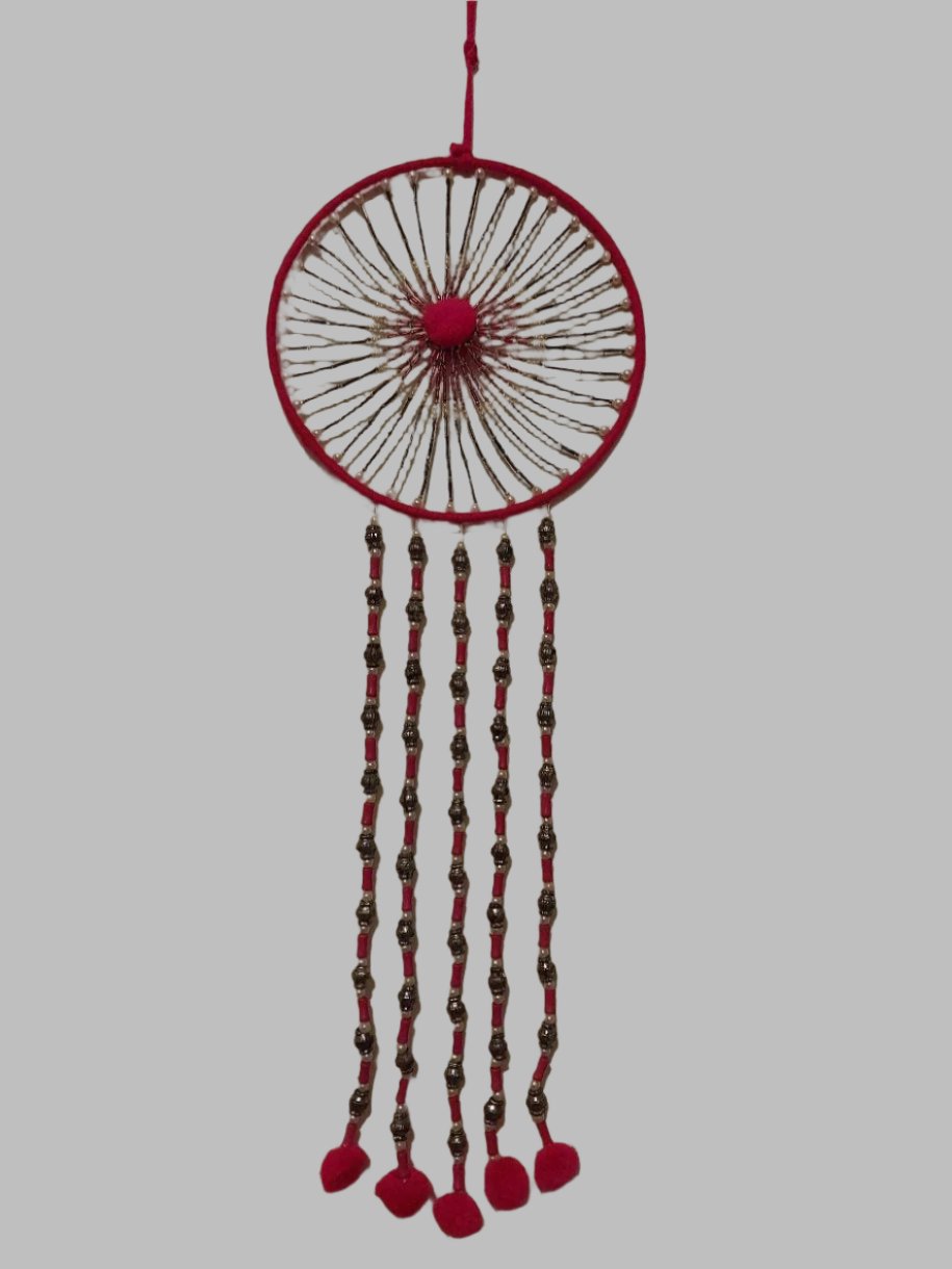 Pom Pom Pearl & Bead Pink Dreamcatcher