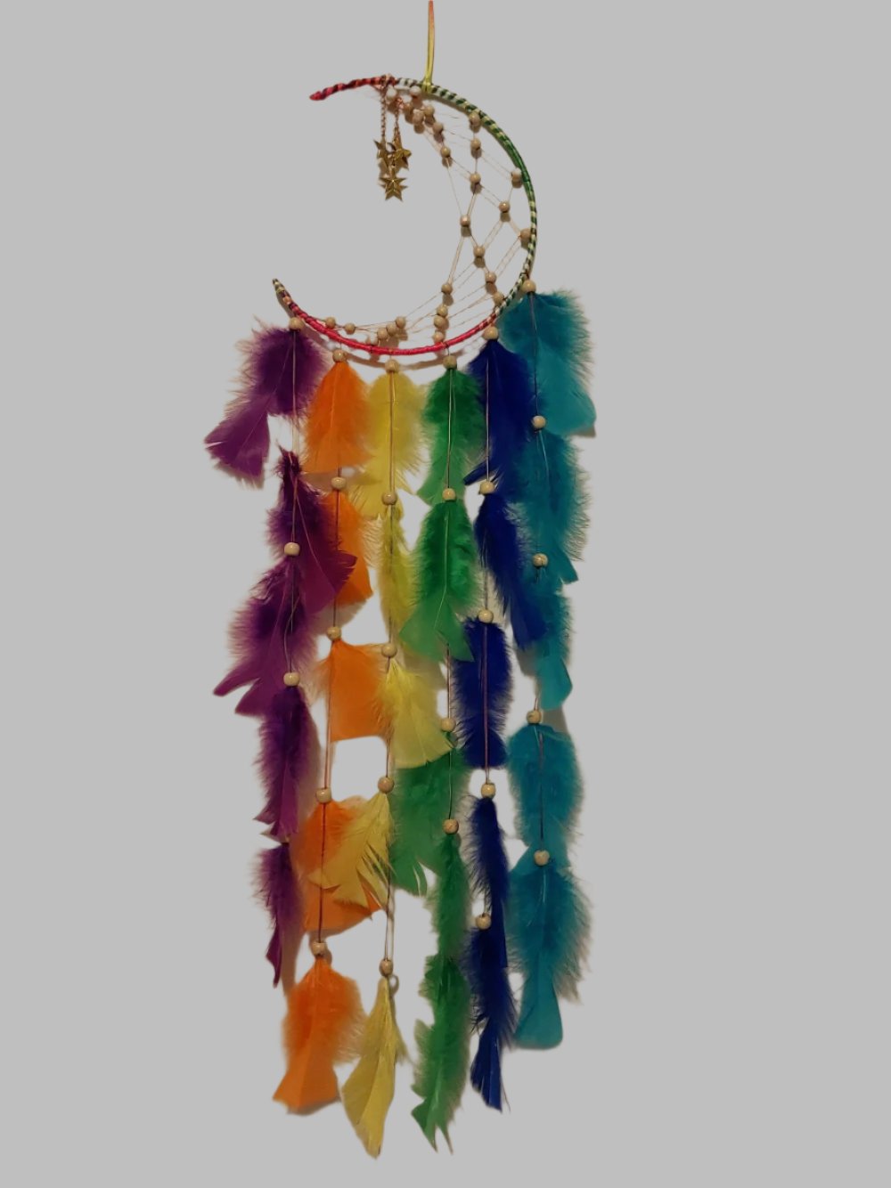 Multi Coloured Crescent Moon & Stars Dreamcatcher