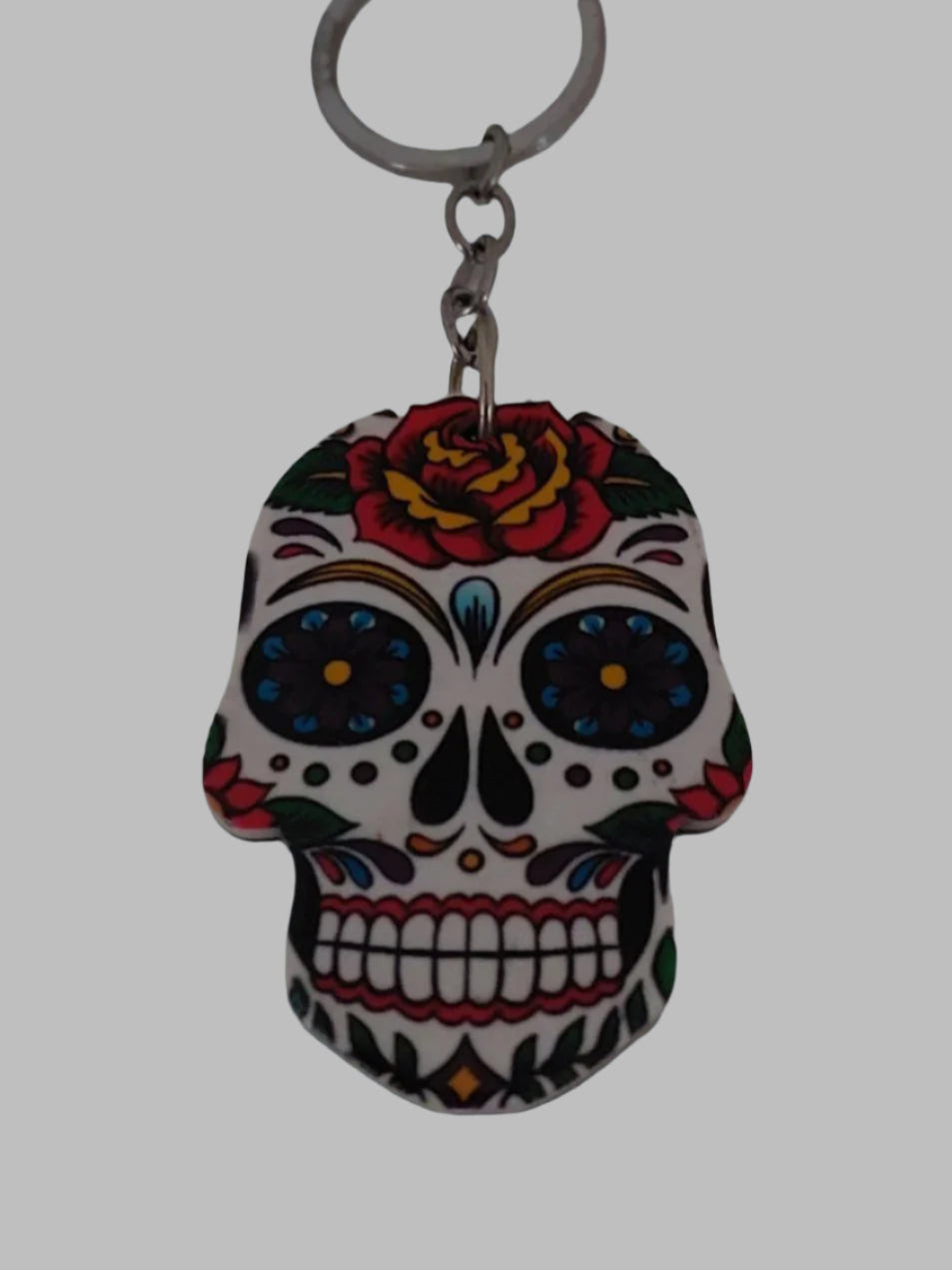 White Skull Resin & Metal Keyring