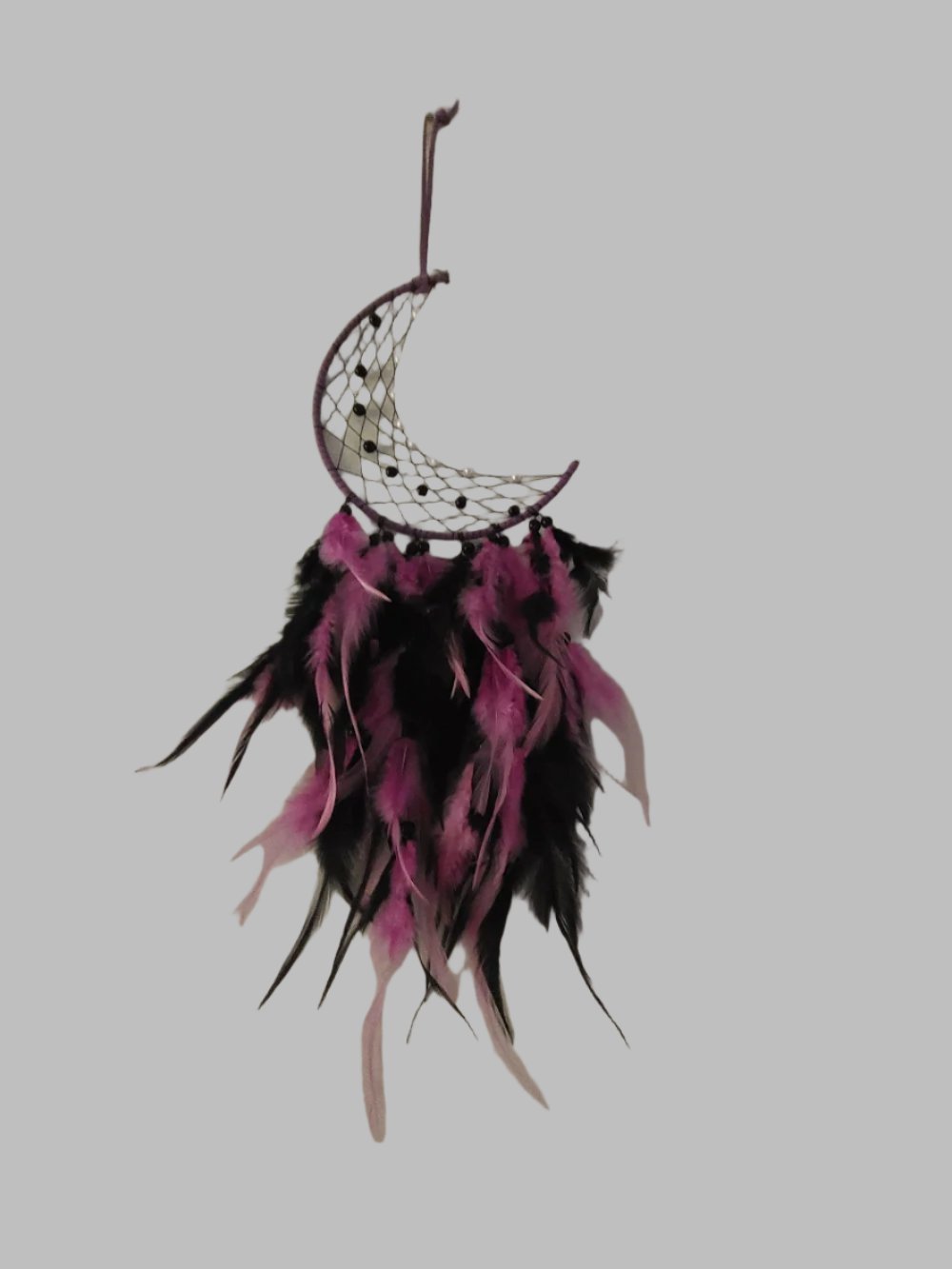 Black & Purple Bead Half A Moon Dreamcatcher