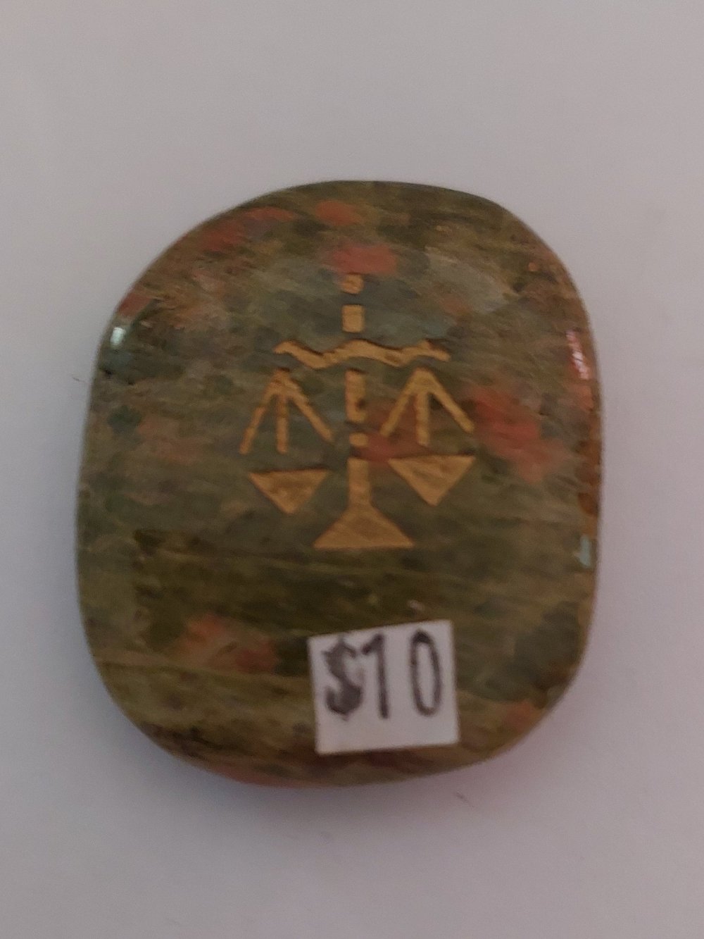 Libra Unakite Symbol Polished Crystal Flat Stone