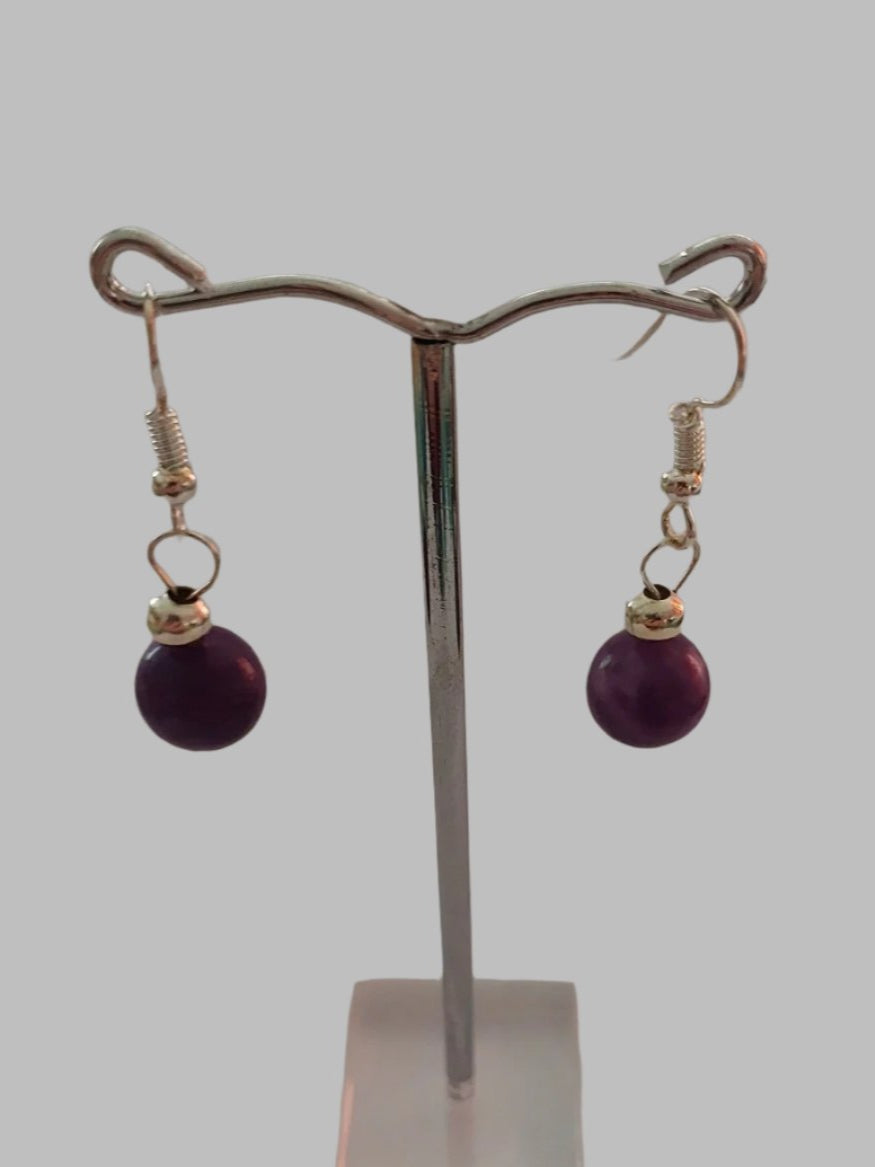 Purple Ball Resin Drop Earrings