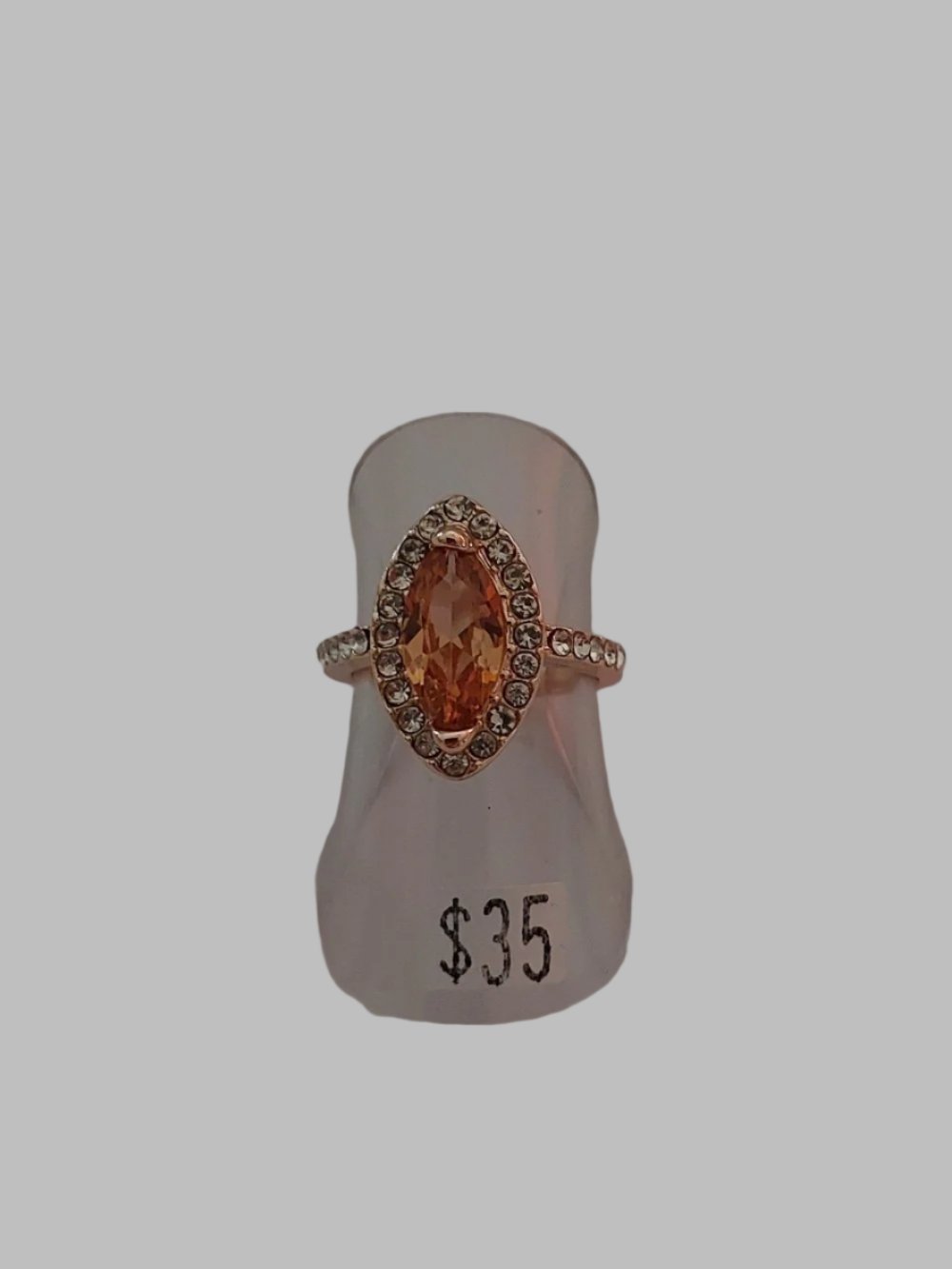 Marquise With Rhinestones Rose Gold Metal Ring