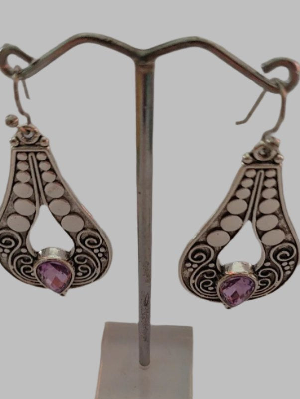 Lilac Tribal Drop Earrings