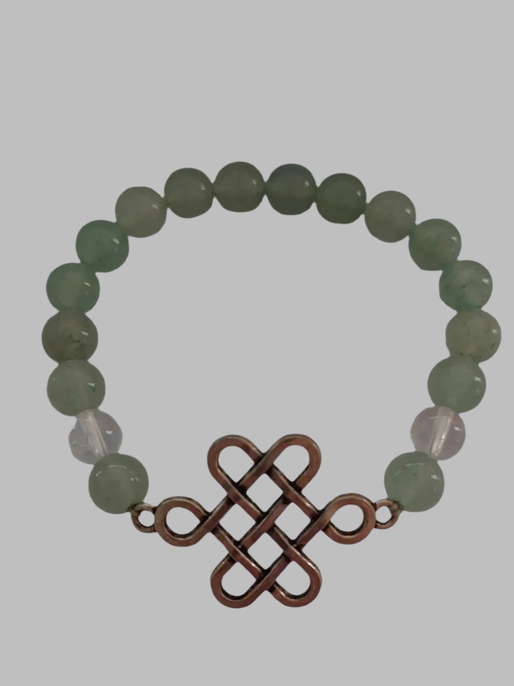 Green Aventurine Crystal With Knot Charm Stretch Bracelet