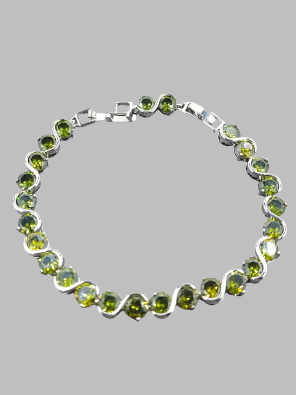 Green Quartz Crystal Metal Bracelet