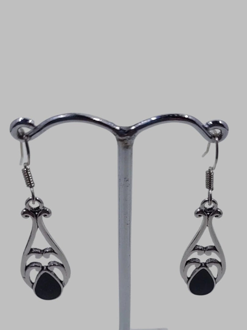 Black & Silver Drop Earrings