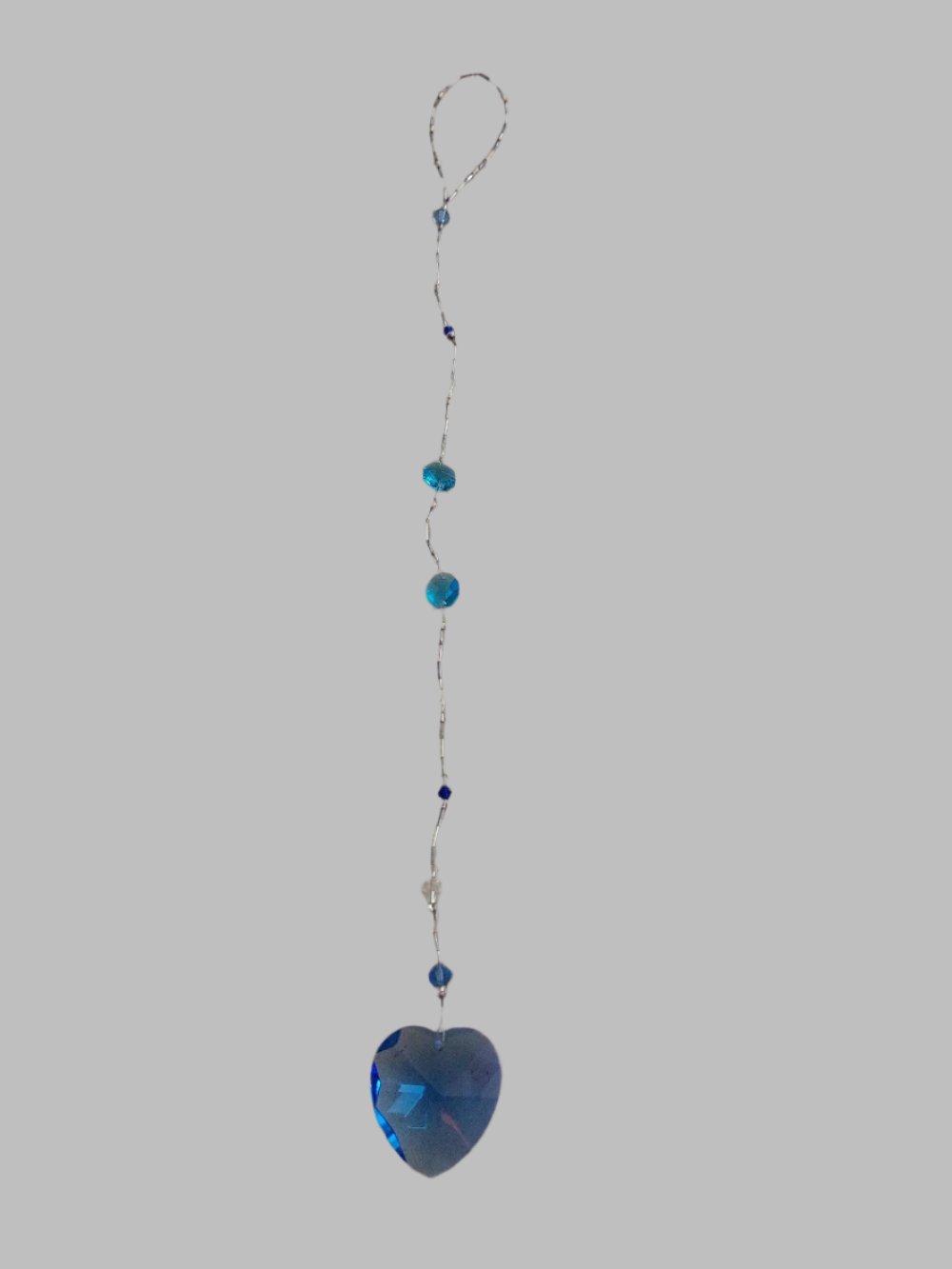 Blue Heart With Beads Suncatcher