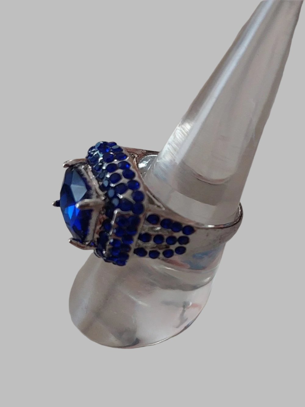 Cobalt Blue Crystal Metal Ring