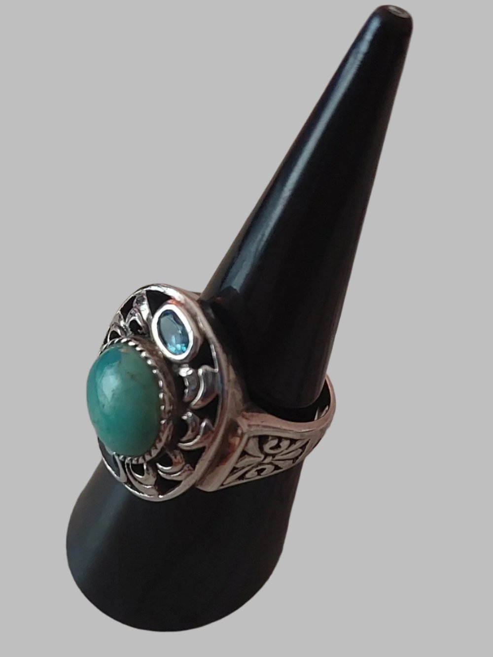 Blue Topaz & Turquoise Sterling Silver 925 Ring