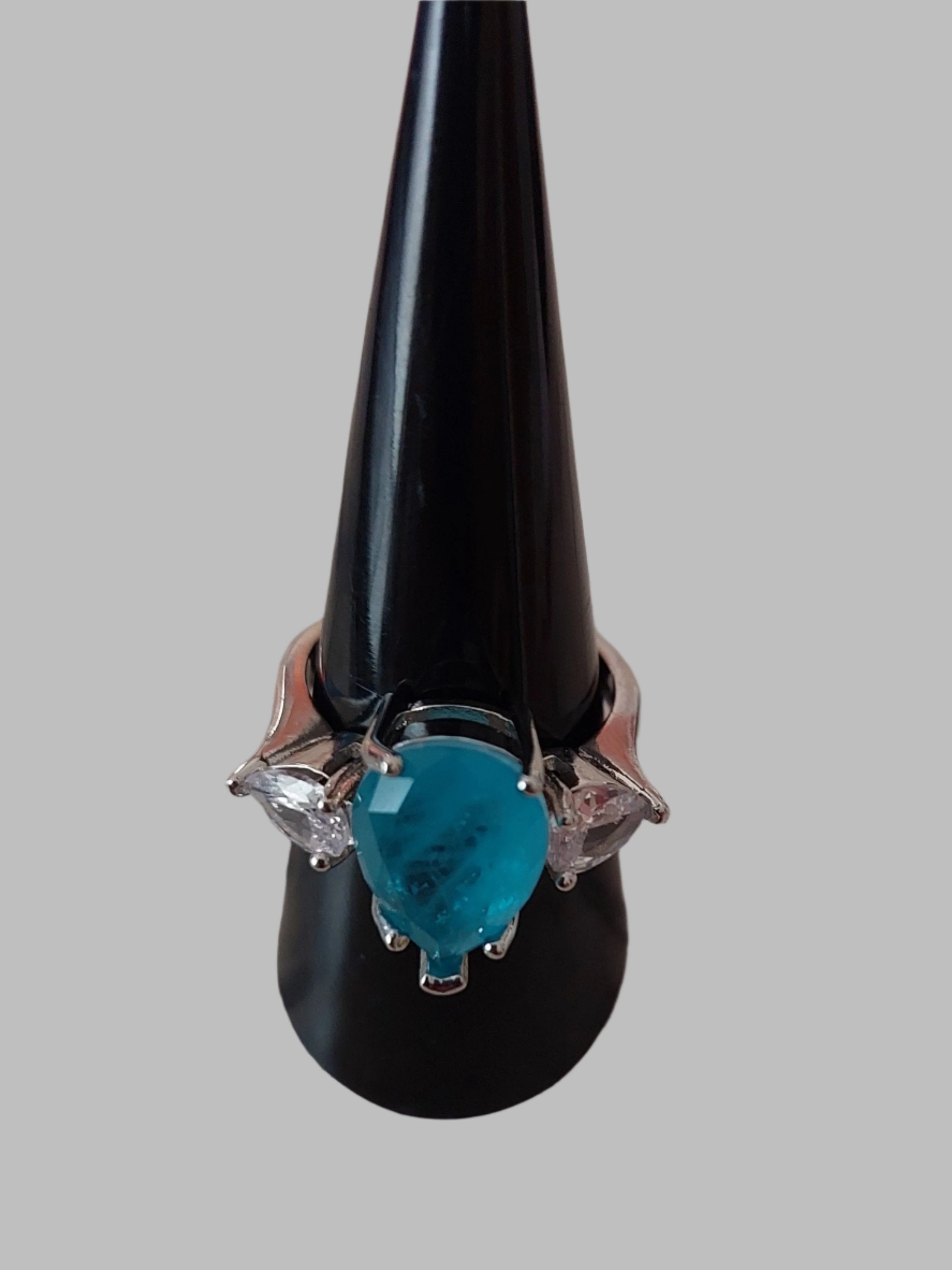 Paraiba Tourmaline Pear Sterling Silver 925 Ring