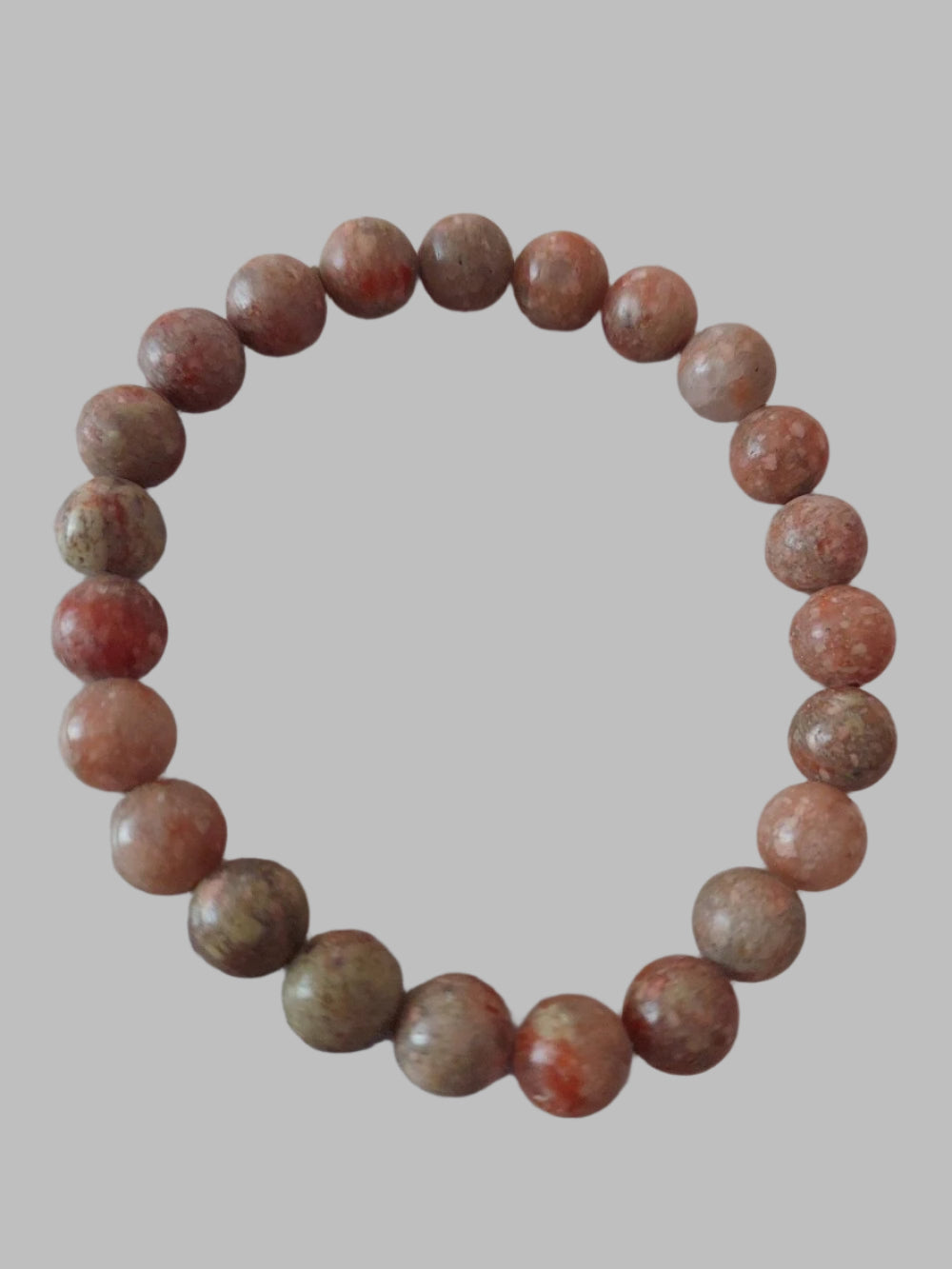 Unakite Crystal Bead Stretch Bracelet