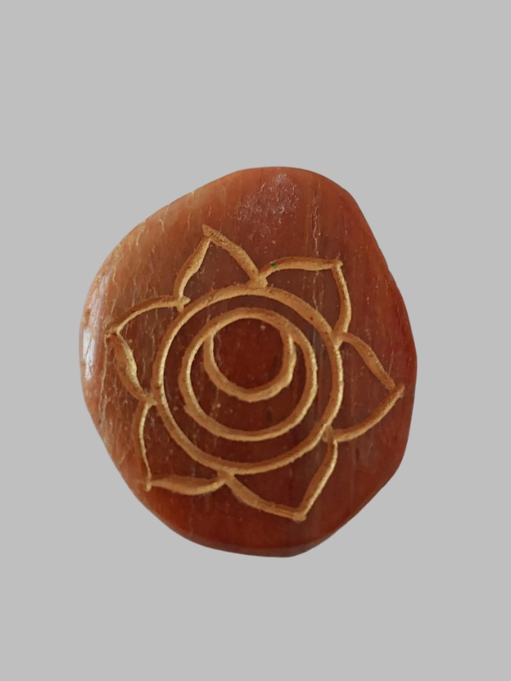 Peach Jasper Sacral Chakra Symbol Polished Crystal Flat Stone