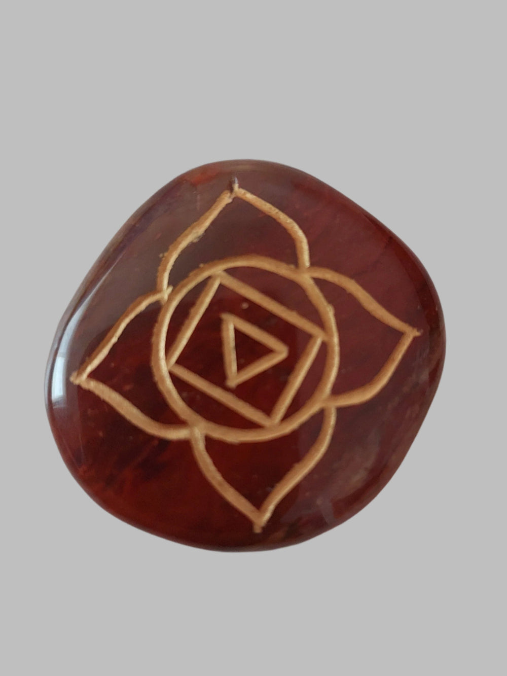 Red Jasper Base Chakra Symbol Polished Crystal Flat Stone