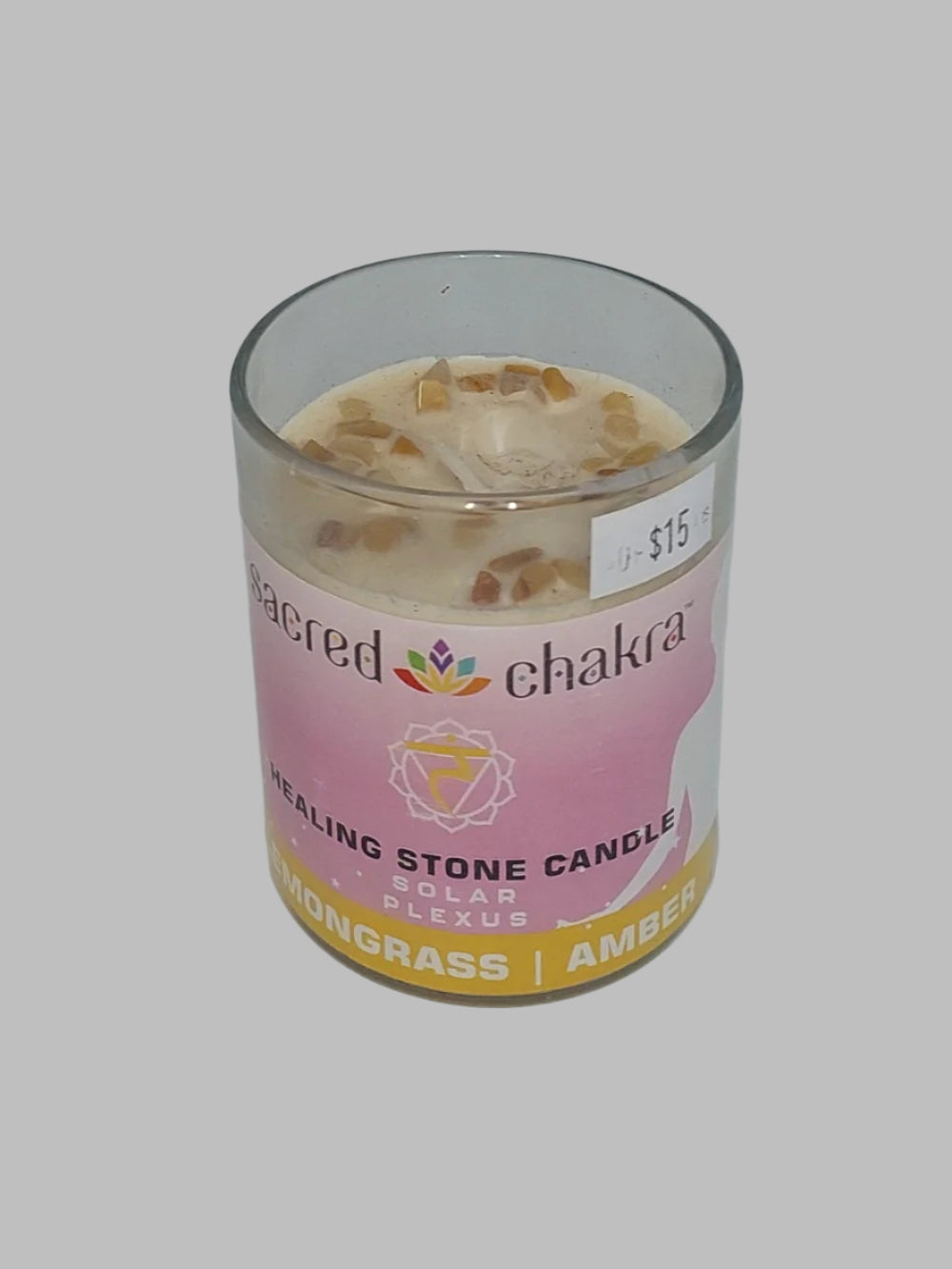 Sacred Solar Plexus Chakra Fragrant Candle With Gems