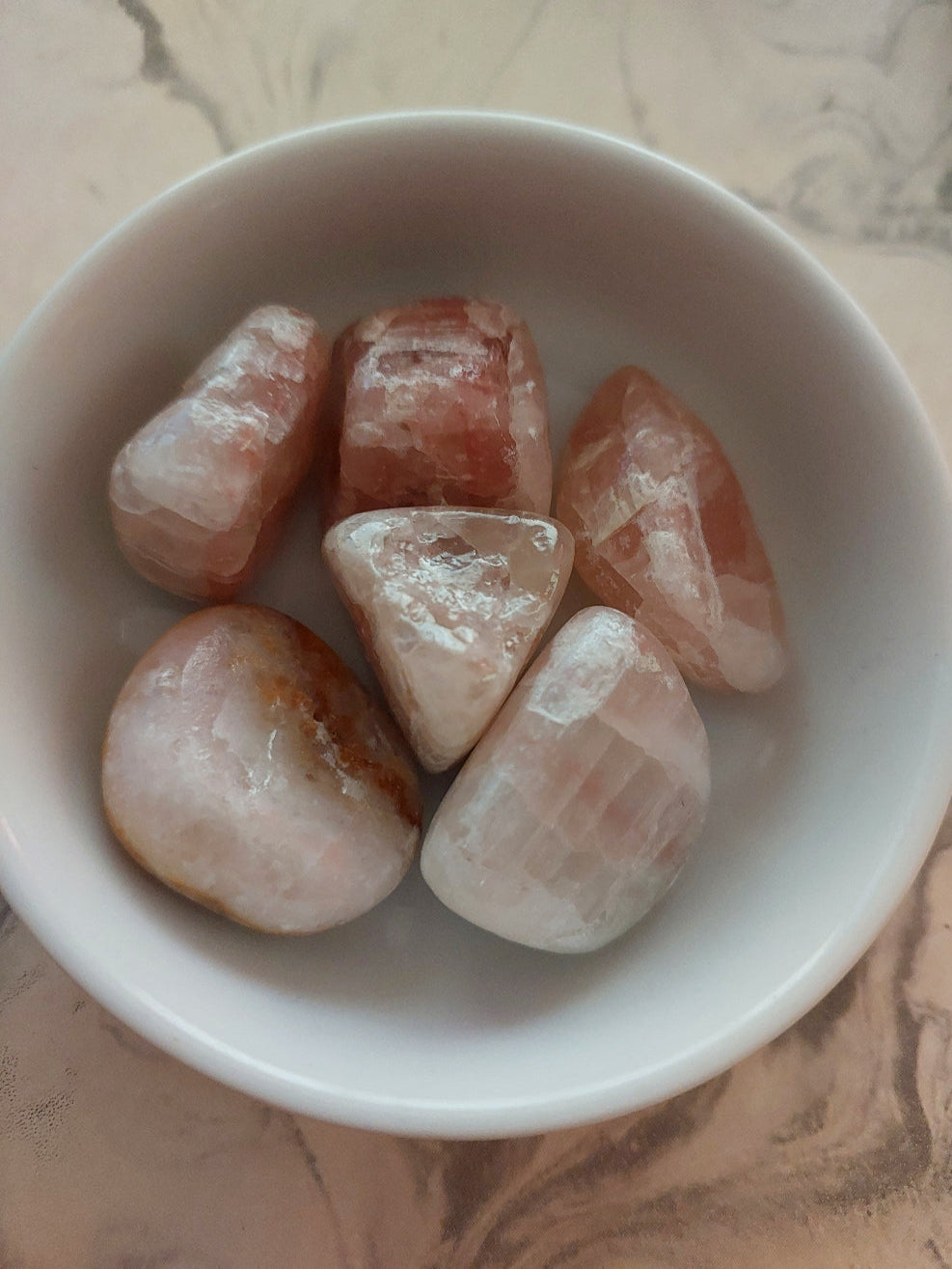Pink Calcite Crystal Tumbled Stone